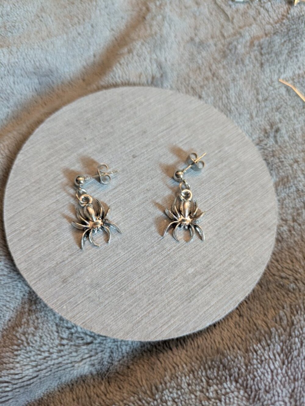 Metal Silver Spider Drop Earrings Studs Gothic Goth Whimsygoth Whimsy Grunge Emo